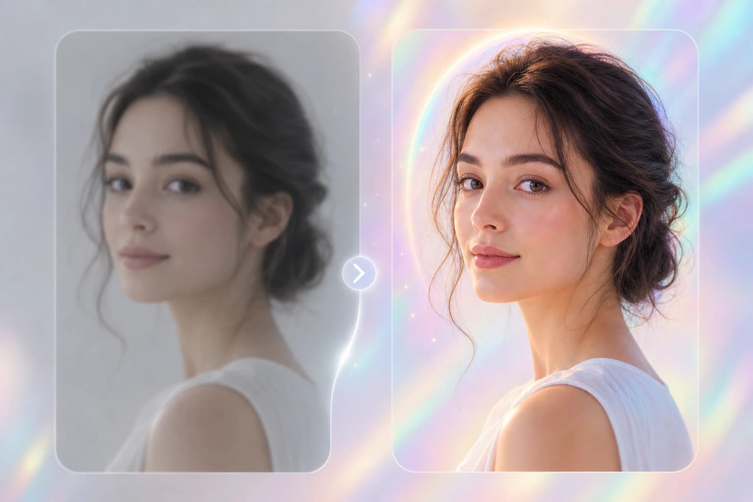 Comparación de foto borrosa y nítida que muestra claridad luminosa