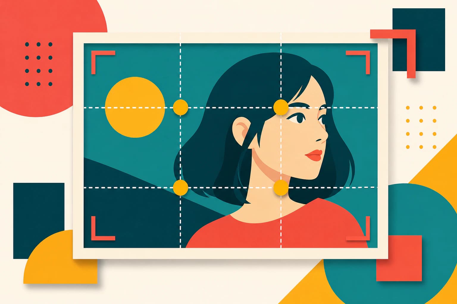 Diagrama de composición y encuadre con la regla de los tercios